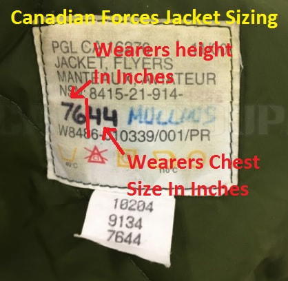 Canadian Army jacket sizing guide Central Alberta Military Outlet 