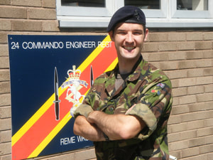 Robert Sephton outside 24 Commando Engineer Regiment Workshop